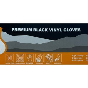 General Purpose Black Vinyl Gloves - Powder Free - (10 boxes/case, 100 gloves/box)